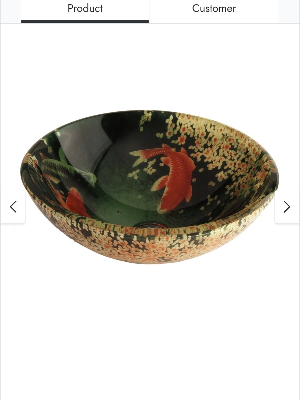 Hard To Find Hand-Painted Koi Tempered Glass Bowl in Green and Orange